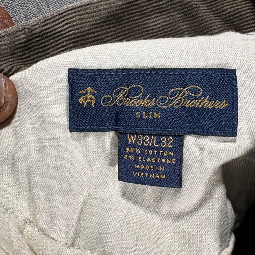 Brooks Brothers Corduroy Pants Mens 33x32 Brown Slim Fit 5-Pocket Trousers - Picture 4 of 9
